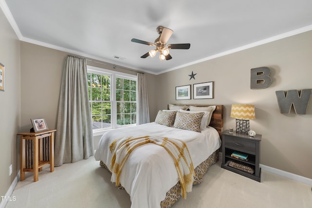 107 Ackworth Ct, Cary, NC 27519 - carpeted bedroom with ornamental molding and ceiling fan