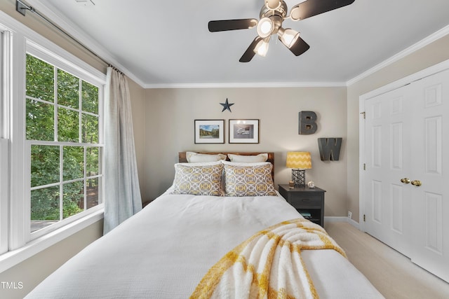 107 Ackworth Ct, Cary, NC 27519 - carpeted bedroom with crown molding and ceiling fan