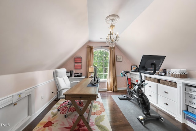 107 Ackworth Ct, Cary, NC 27519 - office with dark wood-type flooring and lofted ceiling