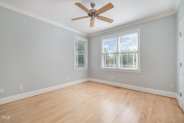 11 Kingswood Ln, Chapel Hill, NC 27517 - unfurnished room featuring light wood-style flooring, ornamental molding, and a ceiling fan