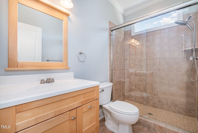 11 Kingswood Ln, Chapel Hill, NC 27517 - full bathroom with crown molding, vanity, and a tile shower