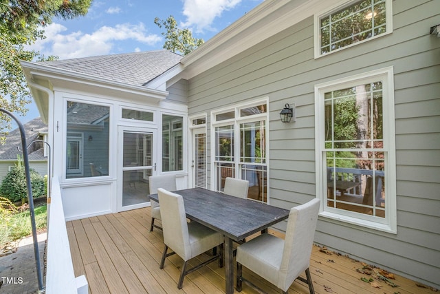 11 Kingswood Ln, Chapel Hill, NC 27517 - wooden deck featuring outdoor dining area