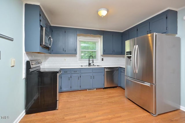 3300 Shaftsbury Drive St, Durham, NC 27704 - kitchen with appliances with stainless steel finishes, light wood-style flooring, tasteful backsplash, and light countertops