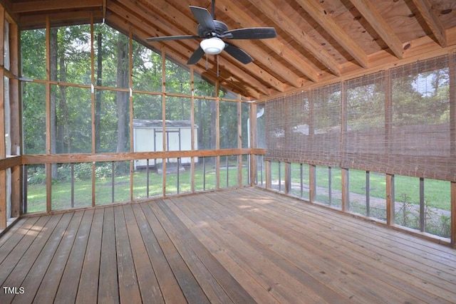 3300 Shaftsbury Drive St, Durham, NC 27704 - unfurnished sunroom with vaulted ceiling and a ceiling fan
