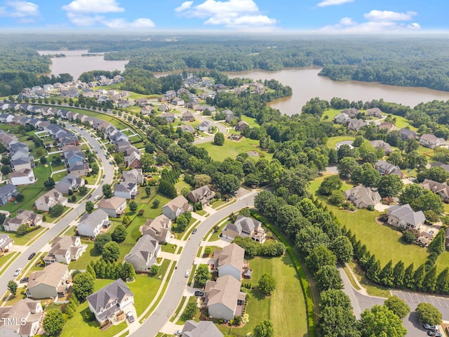 1019 Falkirk Dr, Burlington, NC 27215 - aerial perspective of suburban area with a large body of water and a heavily wooded area