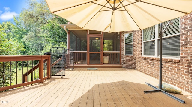 1019 Falkirk Dr, Burlington, NC 27215 - wooden terrace with a sunroom