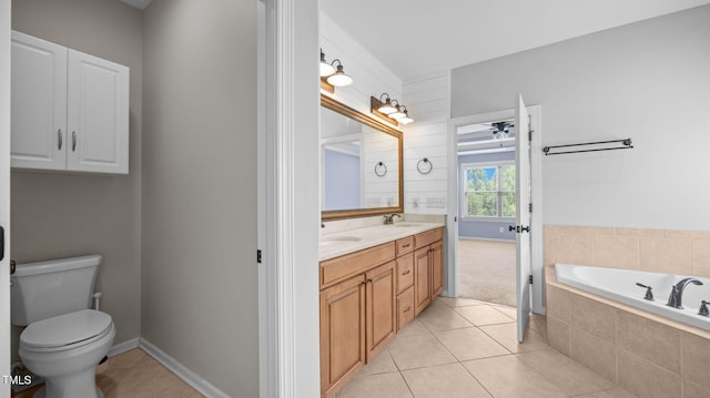 1019 Falkirk Dr, Burlington, NC 27215 - full bath with double vanity, a bath, and tile patterned flooring