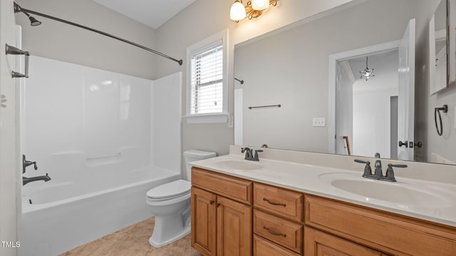 1019 Falkirk Dr, Burlington, NC 27215 - full bath featuring double vanity, tub / shower combination, and tile patterned flooring