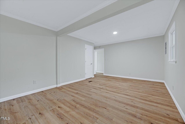 1109 Magnolia Dr, Durham, NC 27707 - empty room featuring wood finished floors, ornamental molding, and recessed lighting