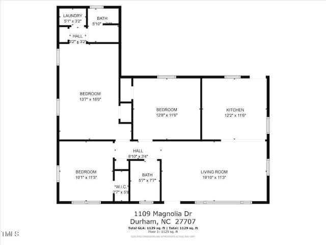 1109 Magnolia Dr, Durham, NC 27707 - view of floor plan / room layout