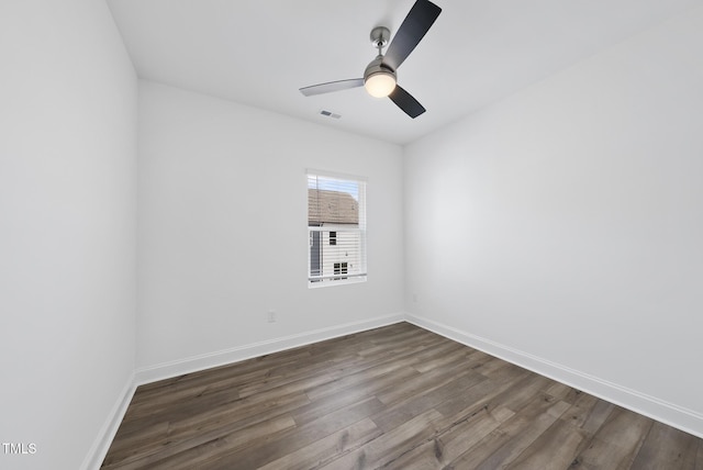 506 Village Branch Ln, Wake Forest, NC 27587 - unfurnished room with dark wood-style flooring and ceiling fan