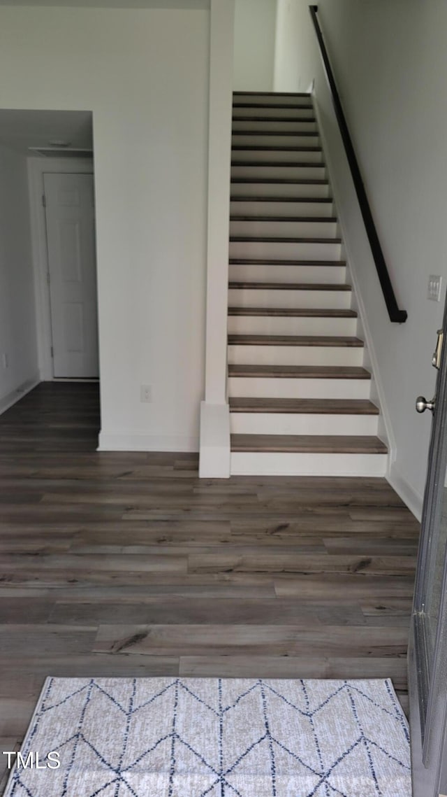 506 Village Branch Ln, Wake Forest, NC 27587 - stairway with wood finished floors