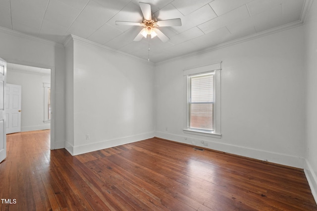 1309 Watts St, Durham, NC 27701 - spare room featuring a ceiling fan, hardwood / wood-style floors, and crown molding