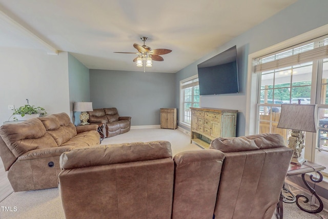 125 Al Gray Rd, Timberlake, NC 27583 - carpeted living area with ceiling fan and baseboards