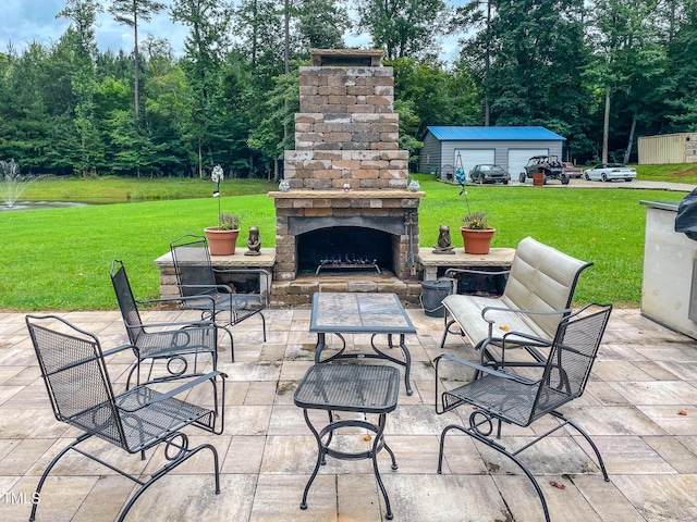 125 Al Gray Rd, Timberlake, NC 27583 - view of patio with an outdoor stone fireplace