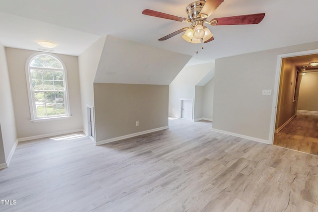 125 Al Gray Rd, Timberlake, NC 27583 - additional living space with ceiling fan, light wood-style floors, and lofted ceiling