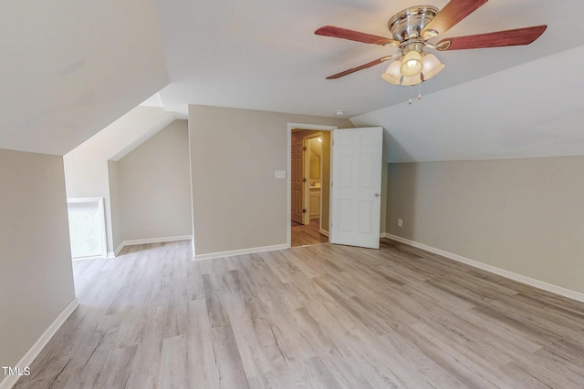 125 Al Gray Rd, Timberlake, NC 27583 - bonus room featuring light wood-type flooring, lofted ceiling, and a ceiling fan