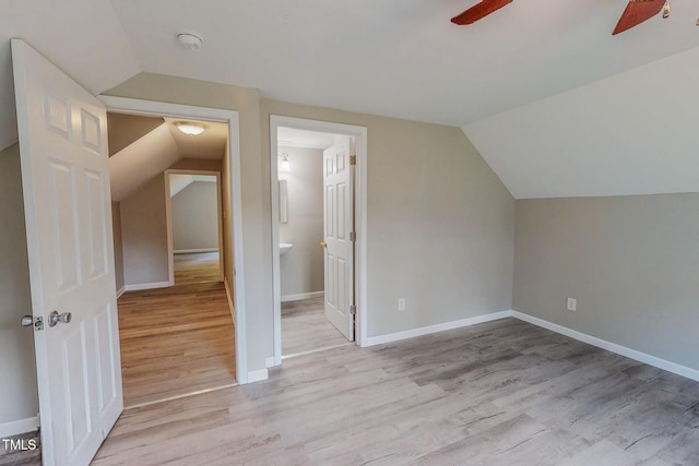 125 Al Gray Rd, Timberlake, NC 27583 - bonus room featuring lofted ceiling, ceiling fan, and light wood-style floors