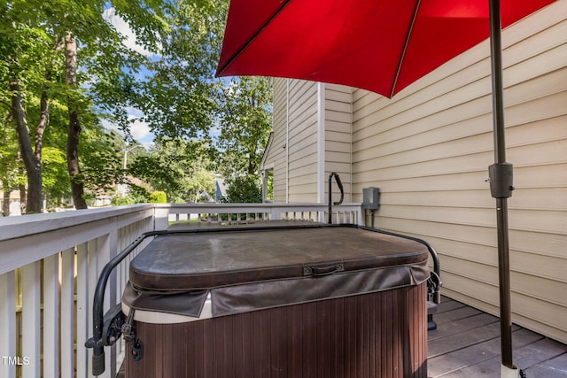 103 Wyseferry Ct, Morrisville, NC 27560 - deck with a hot tub