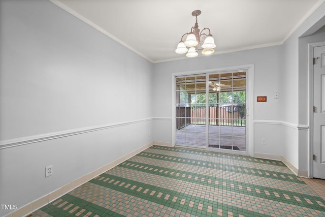 5528 Wilhagan Ct, Raleigh, NC 27616 - unfurnished room with a chandelier, carpet floors, and ornamental molding