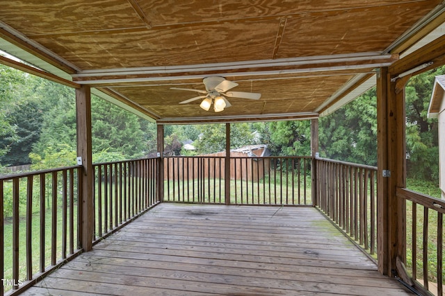 5528 Wilhagan Ct, Raleigh, NC 27616 - wooden deck with a ceiling fan