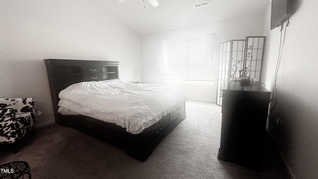 1008 Gold Cir, Mebane, NC 27302 - carpeted bedroom featuring lofted ceiling and a ceiling fan