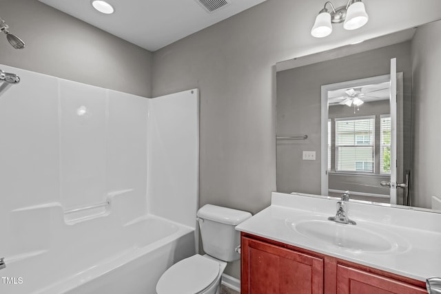 1014 Summerhouse Rd, Cary, NC 27519 - full bath featuring vanity, washtub / shower combination, and ceiling fan