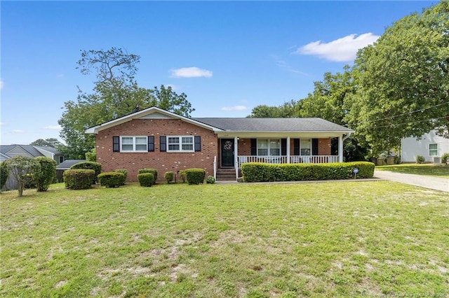 1319 Levy Dr, Fayetteville, NC 28305 - ranch-style home with covered porch, brick siding, and a front lawn