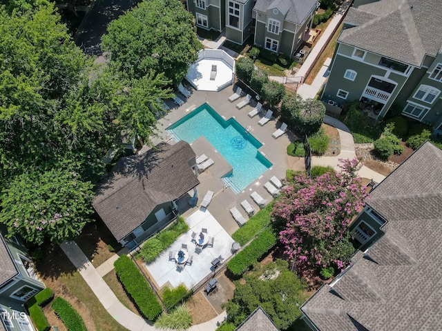 1210 Westview Ln Unit 203, Raleigh, NC 27605 - aerial perspective of suburban area with a pool