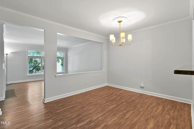 1210 Westview Ln Unit 203, Raleigh, NC 27605 - spare room with a chandelier, wood finished floors, and ornamental molding