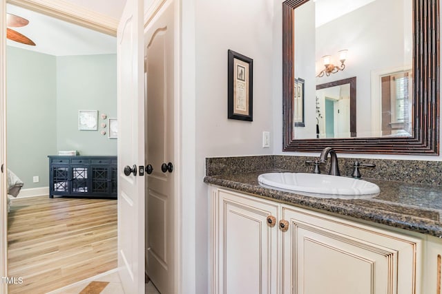 3712 Highland Creek Dr, Apex, NC 27539 - bathroom with vanity and wood finished floors