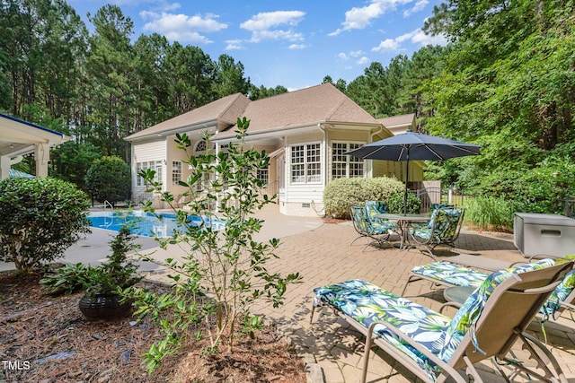 3712 Highland Creek Dr, Apex, NC 27539 - outdoor pool with a patio area and outdoor dining area