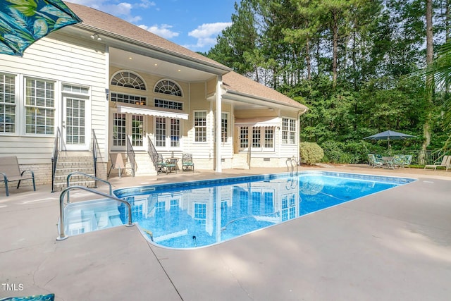 3712 Highland Creek Dr, Apex, NC 27539 - outdoor pool featuring french doors and a patio