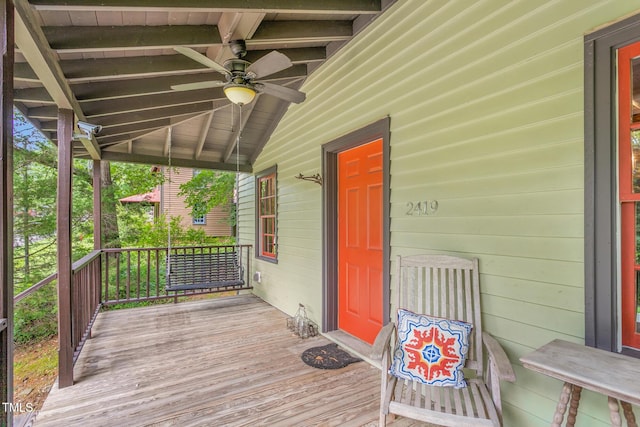 2419 Hodges Rd, Burlington, NC 27217 - porch with ceiling fan