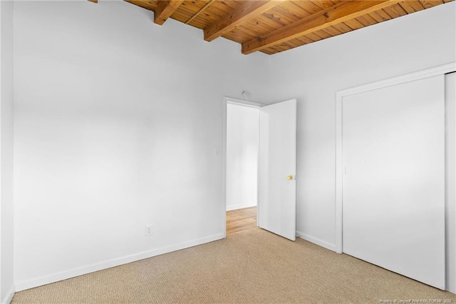 1814 Sunnyside Cir, Fayetteville, NC 28305 - unfurnished bedroom featuring a wood ceiling with exposed beams, carpet floors, and a closet