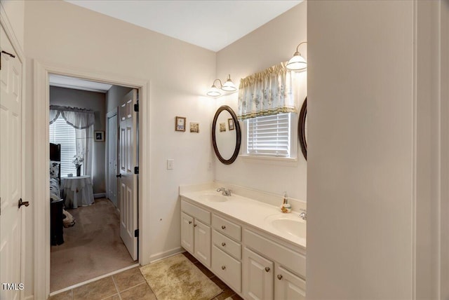 1421 Hopson Downs Ct, Holly Springs, NC 27540 - full bathroom with double vanity, ensuite bathroom, and tile patterned flooring