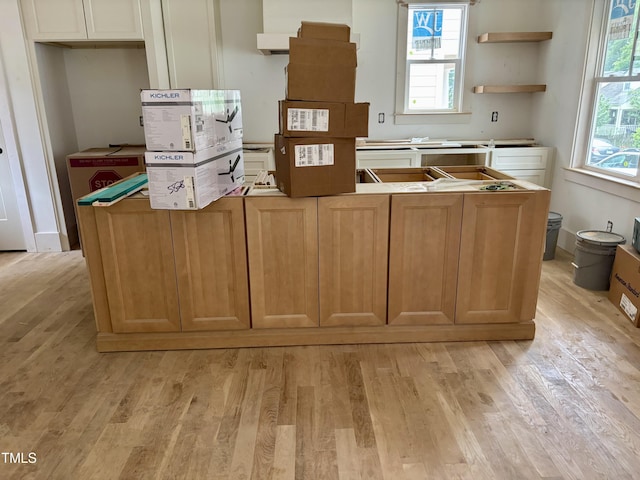 2658 Lawndale Ave, Durham, NC 27705 - kitchen with light wood-type flooring, plenty of natural light, and a center island