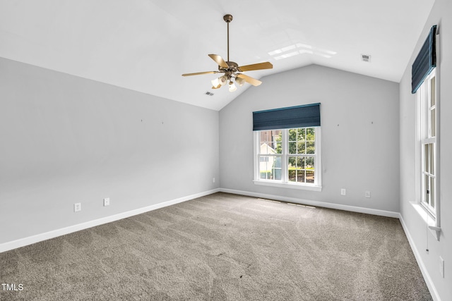 5515 S Roxboro St Unit 3, Durham, NC 27713 - empty room with vaulted ceiling, carpet flooring, and a ceiling fan