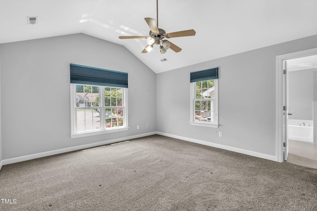 5515 S Roxboro St Unit 3, Durham, NC 27713 - unfurnished room with carpet, a ceiling fan, and lofted ceiling