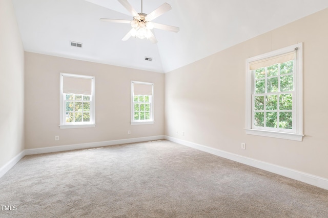 2464 Village Of Wakefield Dr, Zebulon, NC 27597 - carpeted spare room featuring vaulted ceiling and a ceiling fan