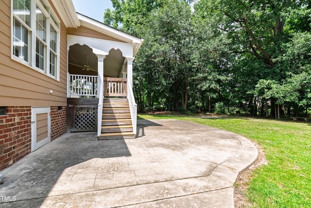 2464 Village Of Wakefield Dr, Zebulon, NC 27597 - view of patio / terrace with ceiling fan