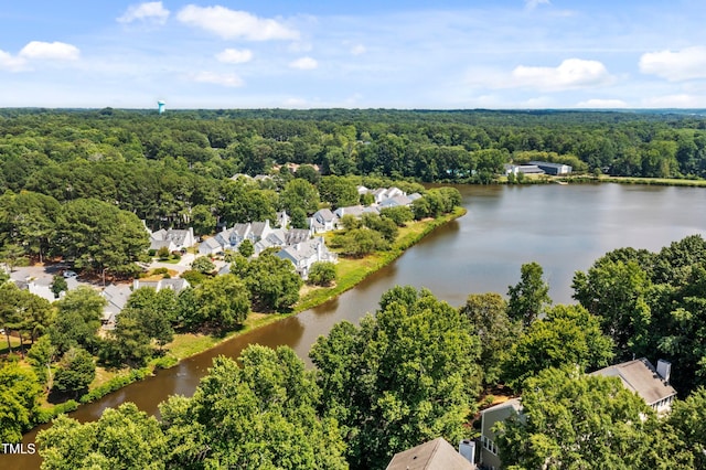 104 Silver Fox Ct, Cary, NC 27511 - drone / aerial view of a forest and a nearby body of water