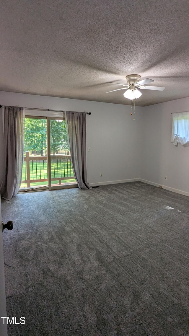 11636 Appaloosa Run W, Raleigh, NC 27613 - carpeted empty room with plenty of natural light, a textured ceiling, and a ceiling fan