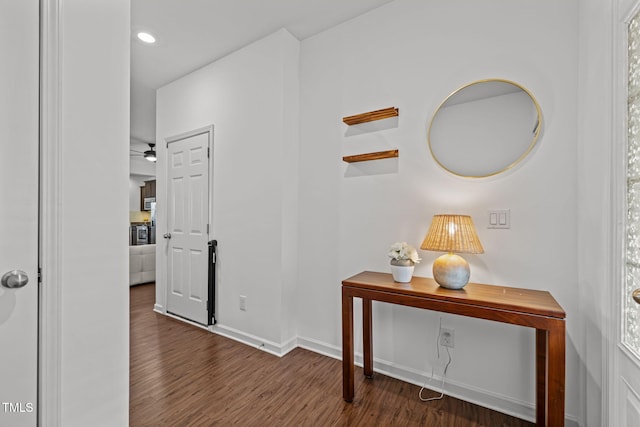 2700 Benevolence Dr, Raleigh, NC 27610 - hallway featuring wood finished floors and recessed lighting