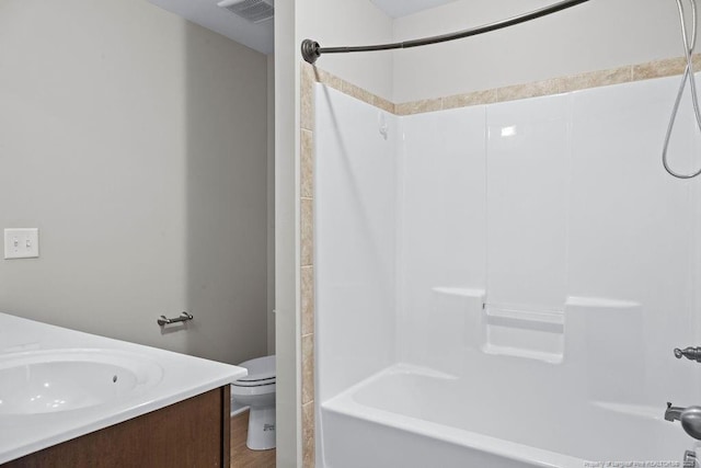 45 Commodore Ct, Cameron, NC 28326 - bathroom featuring shower / bathtub combination, vanity, and wood finished floors