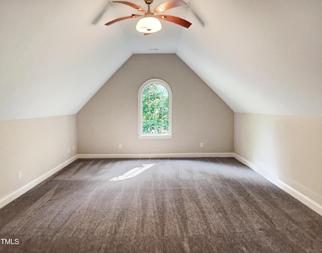 3575 Bragg Valley Ln, Wake Forest, NC 27587 - additional living space with ceiling fan, vaulted ceiling, and carpet floors