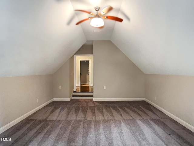 3575 Bragg Valley Ln, Wake Forest, NC 27587 - bonus room with carpet floors, a ceiling fan, and lofted ceiling