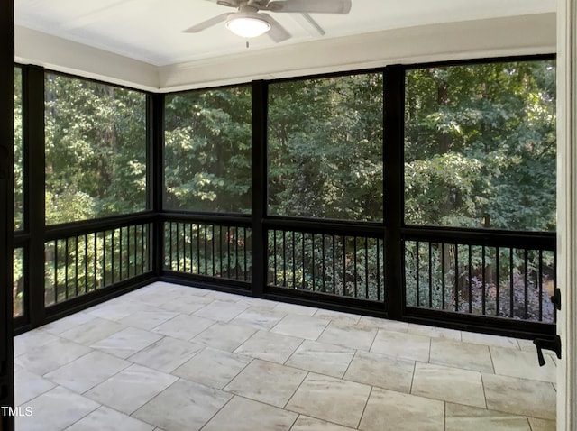3575 Bragg Valley Ln, Wake Forest, NC 27587 - unfurnished sunroom featuring ceiling fan