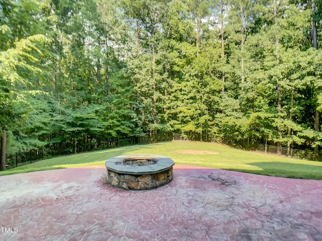 3575 Bragg Valley Ln, Wake Forest, NC 27587 - view of patio featuring a fire pit