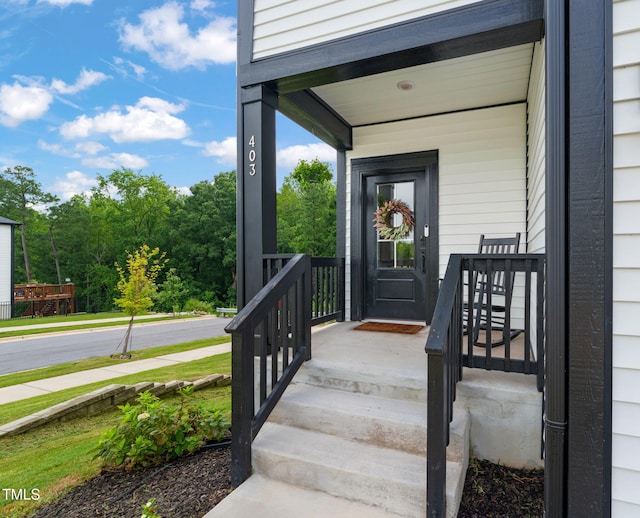 403 Sustainable Way, Raleigh, NC 27610 - property entrance featuring a porch